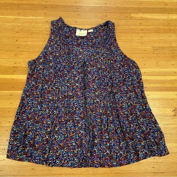 Maeve Anthropologie multicolor/rainbow patterned button down tank top - Picture 1 of 6